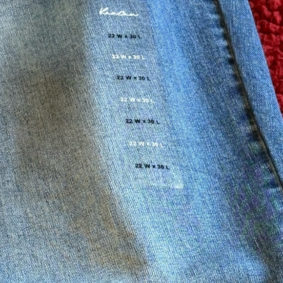 Kancan mid rise straight leg medium wash distressed jeans pants 22x30 plus size - Picture 3 of 8